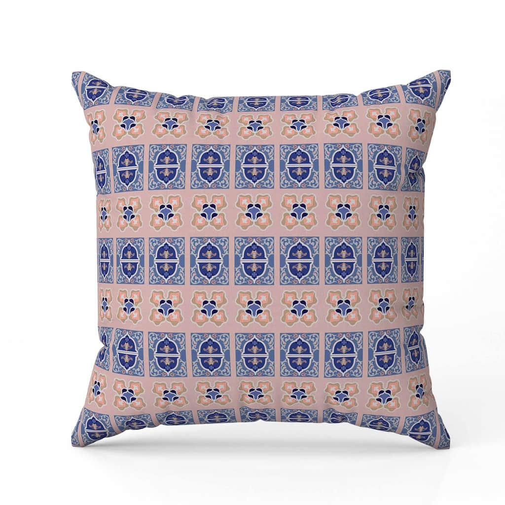 Darbari Dynasty Faux Suede Reversible Throw Pillow Blue and Silver