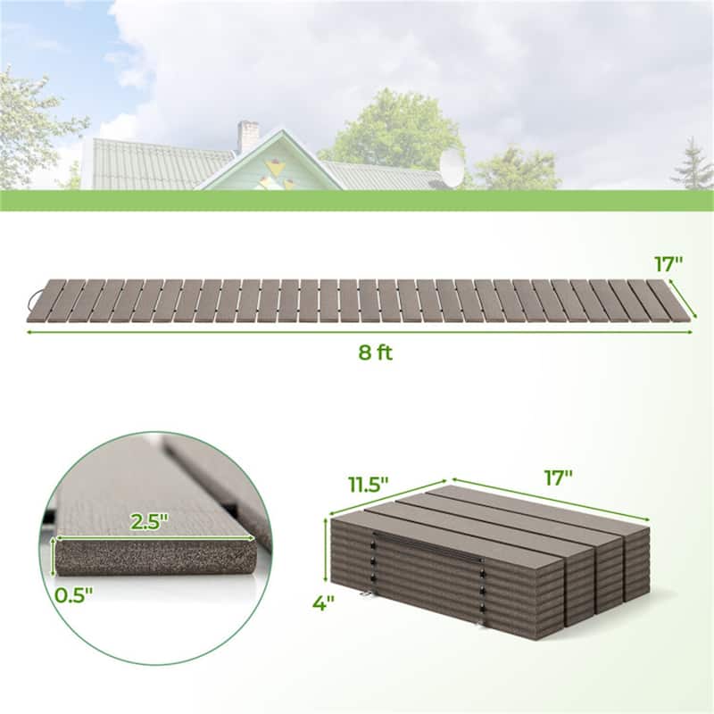 Premium HDPE Roll Up Garden Walkway with Wood Grain Finish 8 ft Long Portable Outdoor Pathway