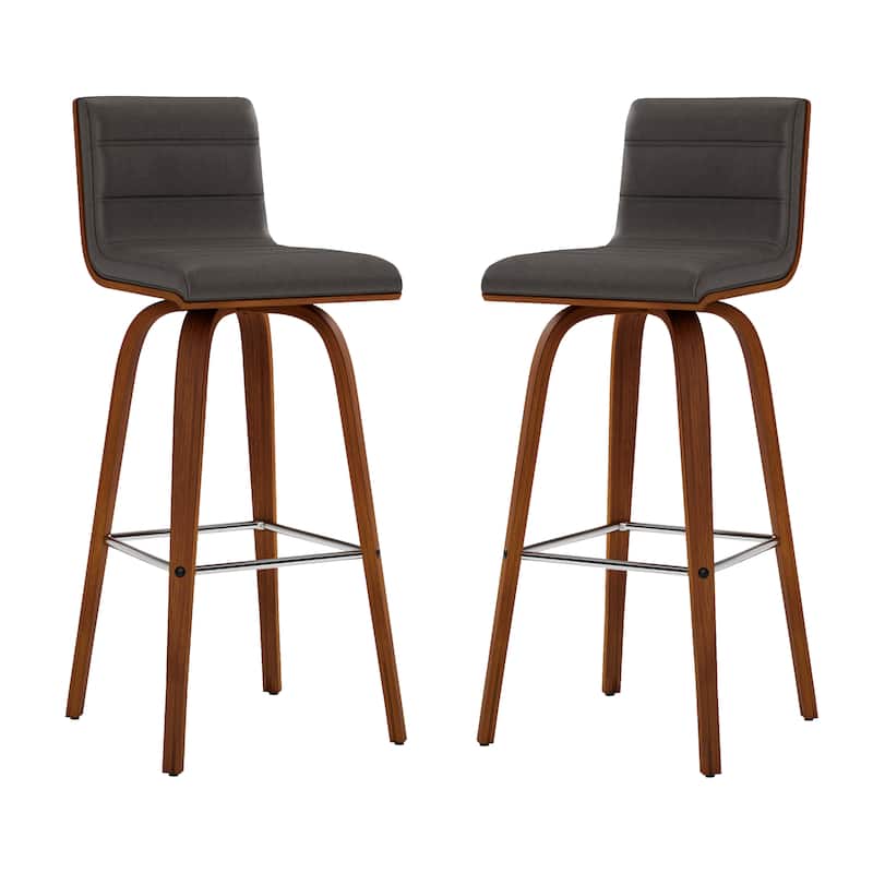 Skara Swivel Bar Stool, Upholstered Bar Height Chair with Bentwood Frame