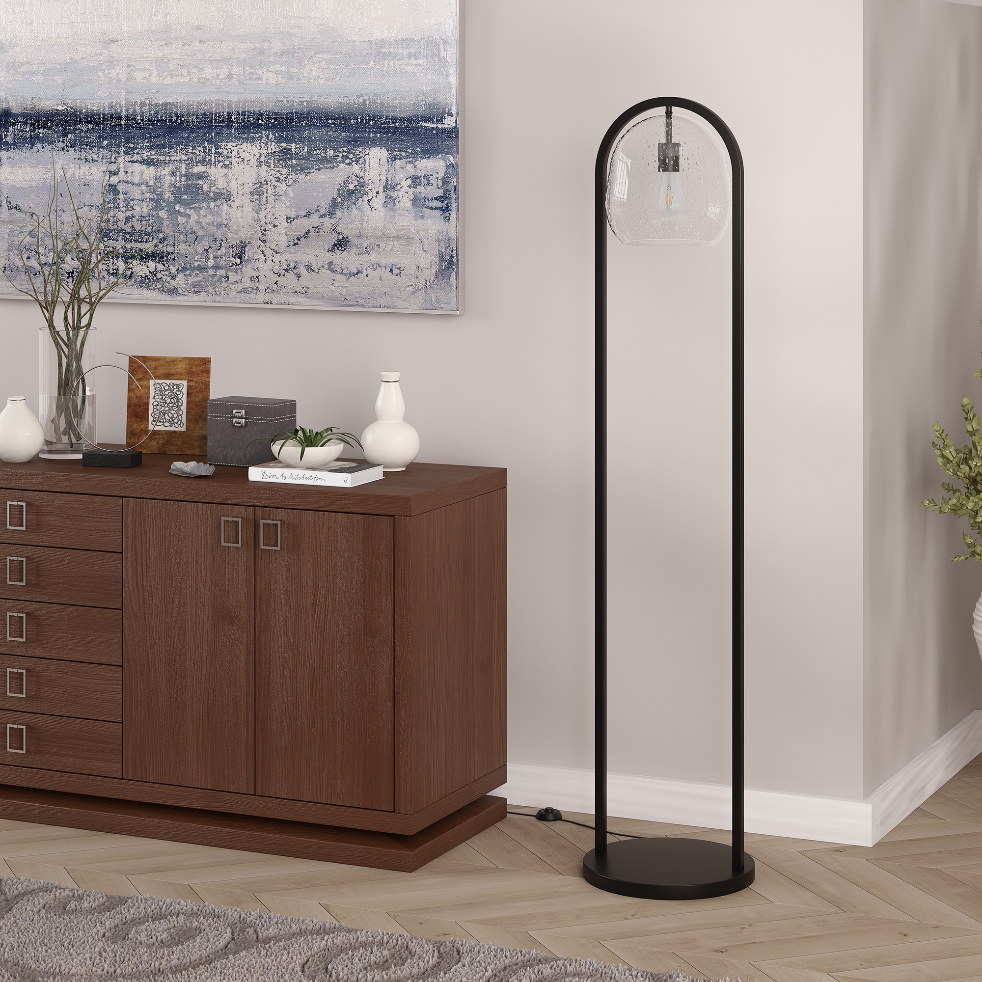 Sydney 64" Floor Lamp with Seeded Glass Shade