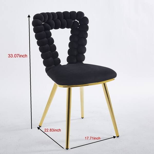 dimension image slide 0 of 2, Modern chair(set of 2 ) with iron tube legs, soft cushions and comfortable backrest, hairball back