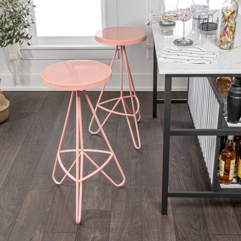 Chronos 30" Modern Industiral Iron Tripod Backless Bar Stool, by JONATHAN Y