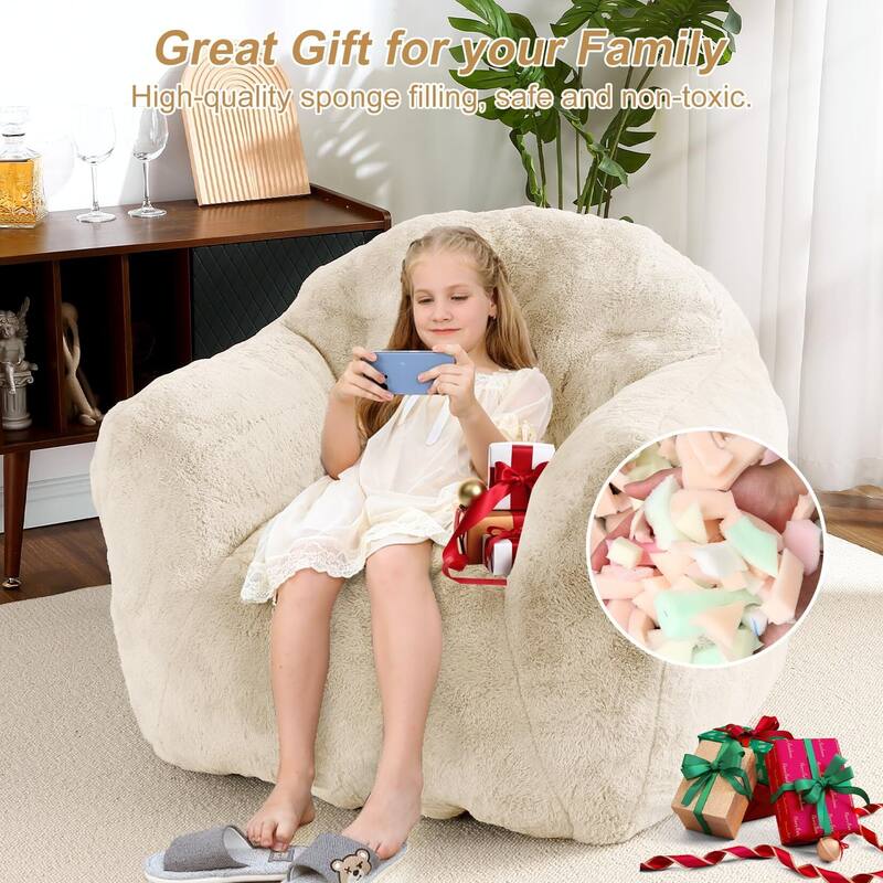 39/51" High-Density Foam Bean Bag Sofa Chair with Armrests