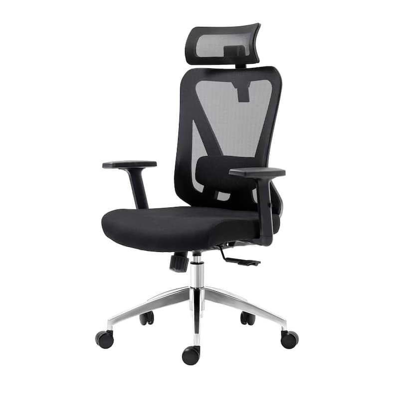 Ergonomic Mesh Office Chair with Headrest And Lumbar Support - N/A