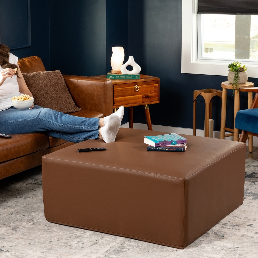Jaxx Fairlie Couch Ottoman - Oversized Square Foam Coffee Table Ottoman