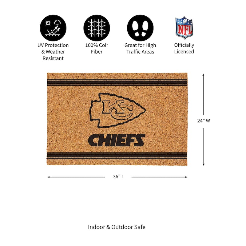 Kansas City Chiefs Monochrome Indoor/Outdoor Coir Door Mat