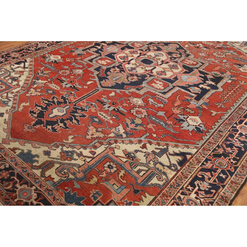 Vegetable Dye Heriz Serapi Persian Rug Handmade Wool Carpet - 9'2"x 12'1"