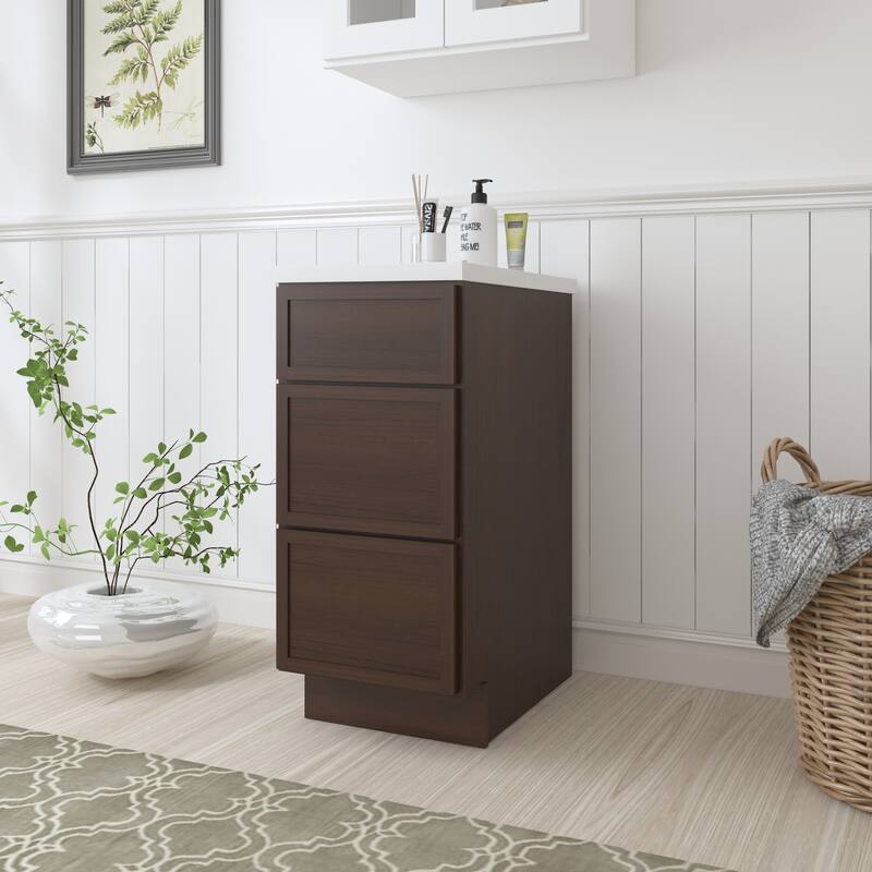 Vanity Art 15" Freestanding Single Base 3 Drawers Storage Cabinet
