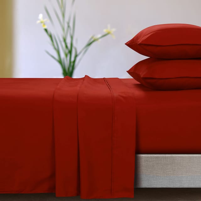 Super Soft Extra Deep Pocket Bed Sheet Set with Oversize Flat - King - Rust