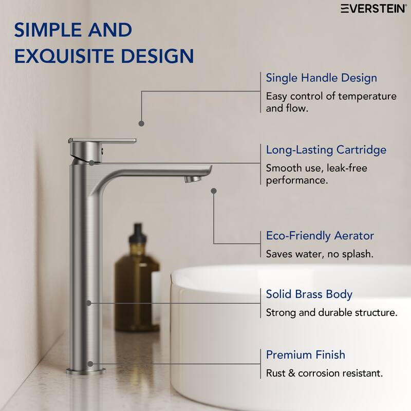 12" Height Bathroom Faucet, Single Handle Single Hole Sink Faucet Matte Black Spot Resistant