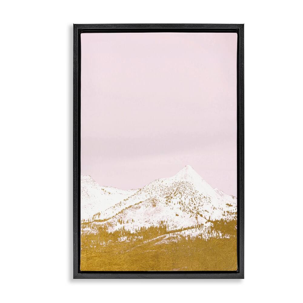 Stupell Snowy Mountain on Pink Framed Floater Canvas Wall Art Design By Gemma Bardot