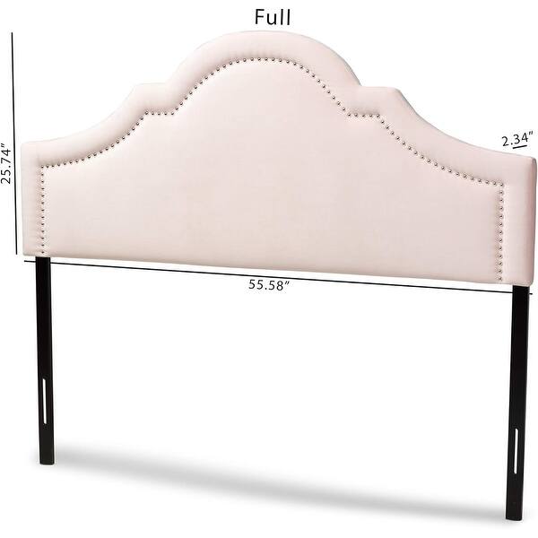 Queen Size Modern Upholstered Headboard in Light Pink with Curved ...