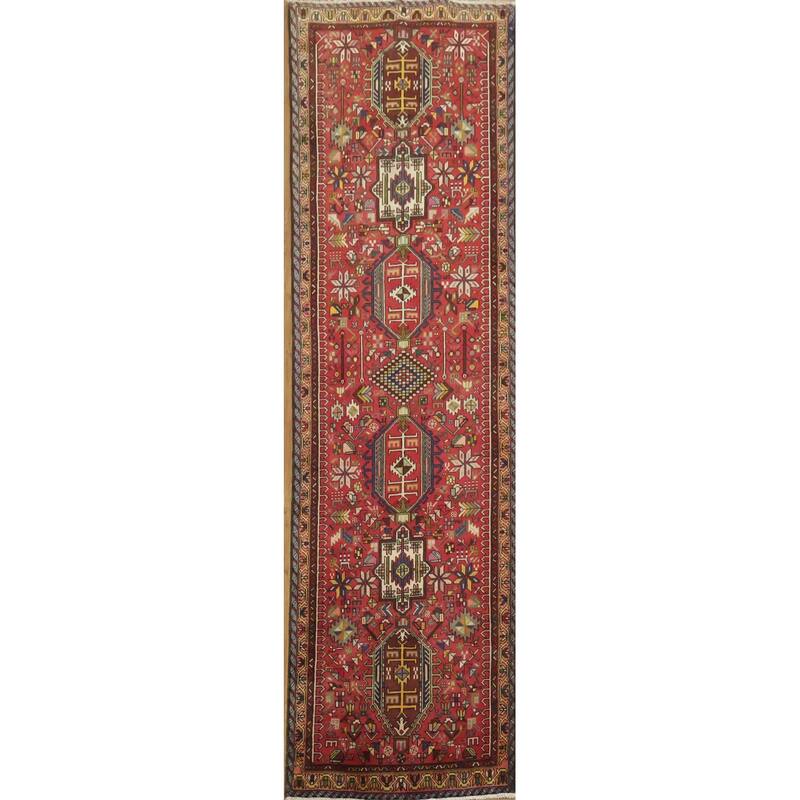 Hand Knotted Oriental 100% Wool Carpet Traditional Tribal Red Tabriz Runner Rug - 12' 4'' X 3' 7''