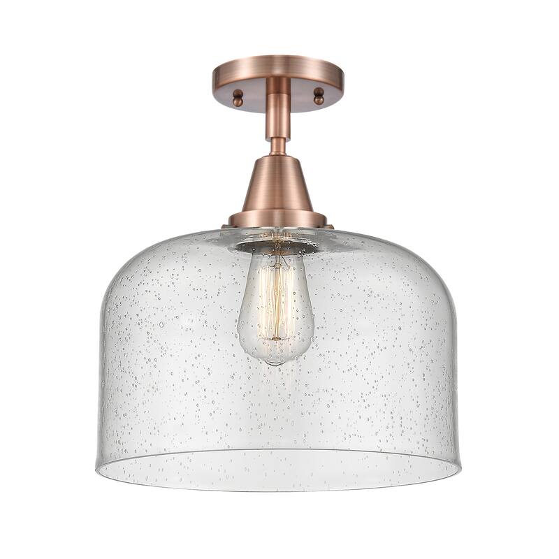 Innovations Lighting Caden Bell - 1 Light 12" Flush Mount - Antique Copper/Seedy
