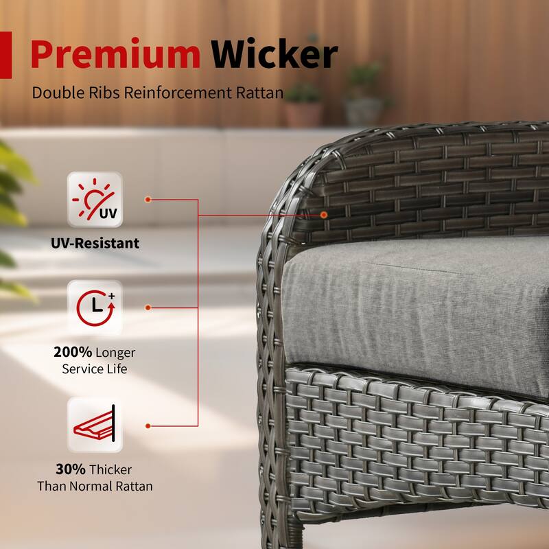 OVIOS 7 Pieces Outdoor Patio Swivel Chair Loveseat Conversation Set