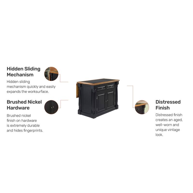 Monarch Black and Oak Kitchen Island