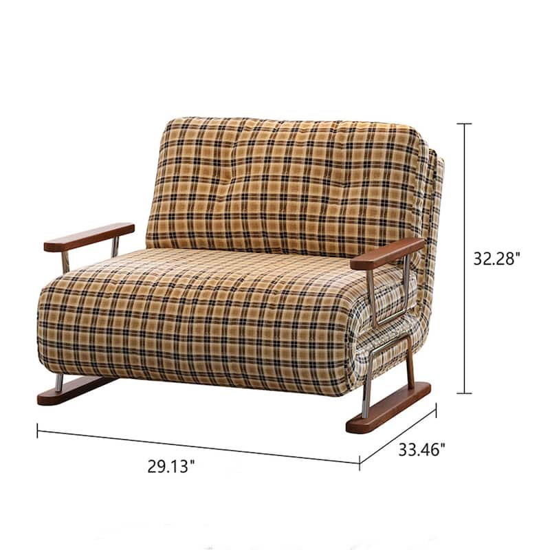 JASIWAY Checkered 4-in-1 Sleeper Sofa Chair Bed for Small Spaces