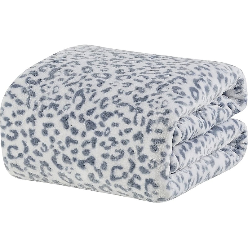 Noble House by Décor&More Extra Heavy and Plush Oversized Throw Blanket (50" x 70") - Grey&White Leopard