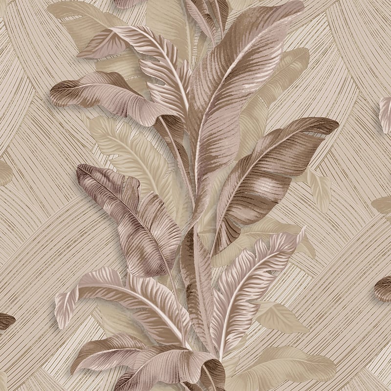 Galerie Wallcoverings Stratum Collection Palma Leaf Vinyl on Non-woven Metallic Wallpaper Roll Double Width
