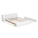preview thumbnail 12 of 35, Full Size Platform Bed with Trundle and Drawers Wood Full Bed Frame with a Rolling Shelf Platform Bed with Desk - White