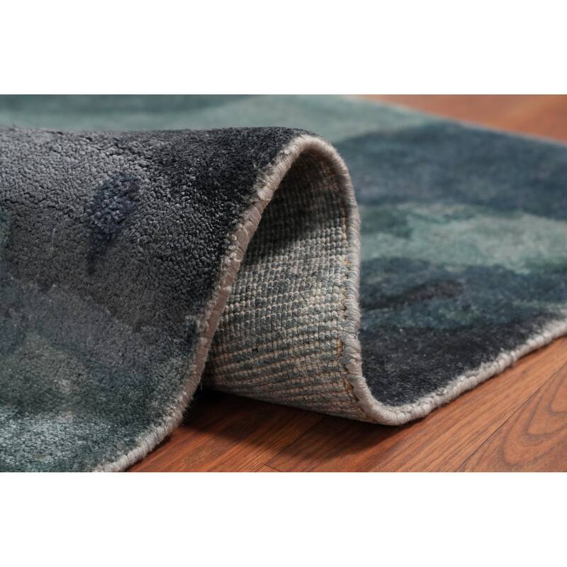 Hand Knotted Oriental Viscose Silk Carpet Modern Animal Pictorial Green Abstract Area Rug - 7' 10'' X 5' 8''
