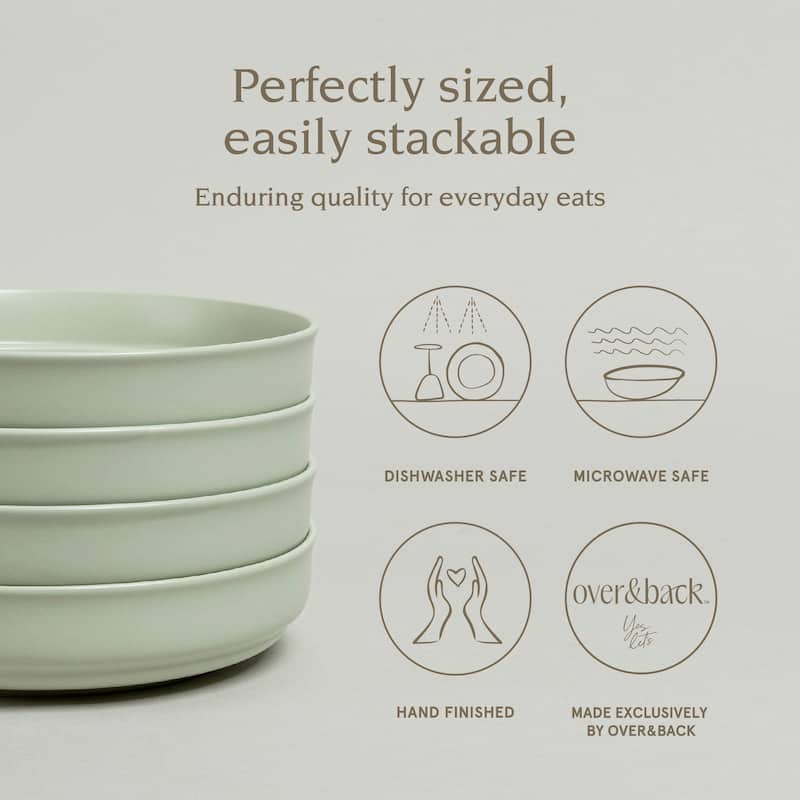 over&back Rimmed Semi-Matte Stoneware Dinner Bowls - 32oz