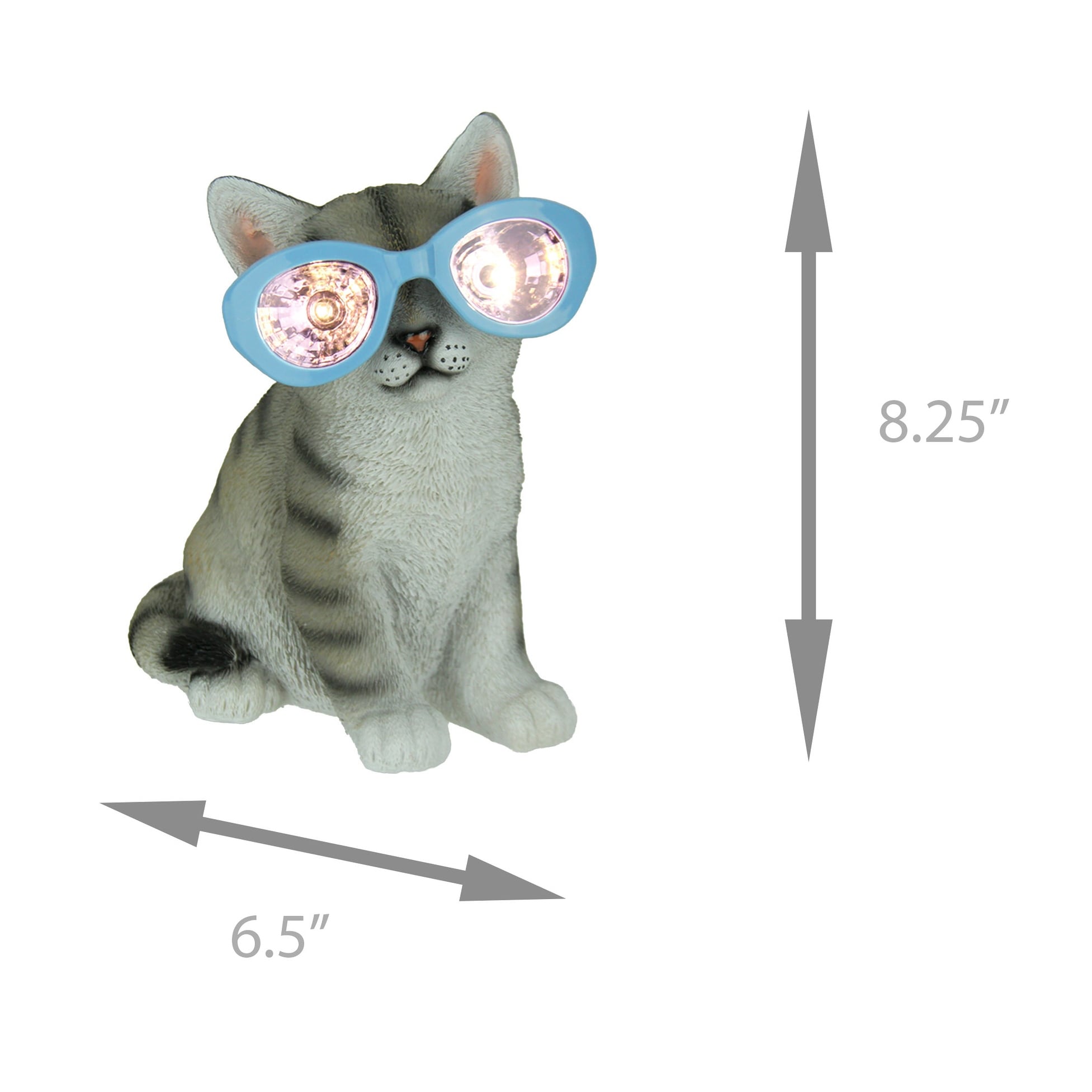 Shop Cat In Glasses Led Solar Light Garden Statue 8 25 X 6 5 X 5