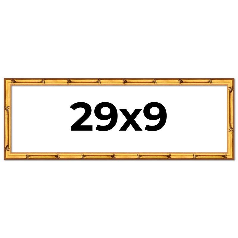 29x9 Frame Gold Bamboo Picture Frame Modern Photo Frame Includes UV Acrylic Shatter Guard Front Acid Free Foam Backing Board