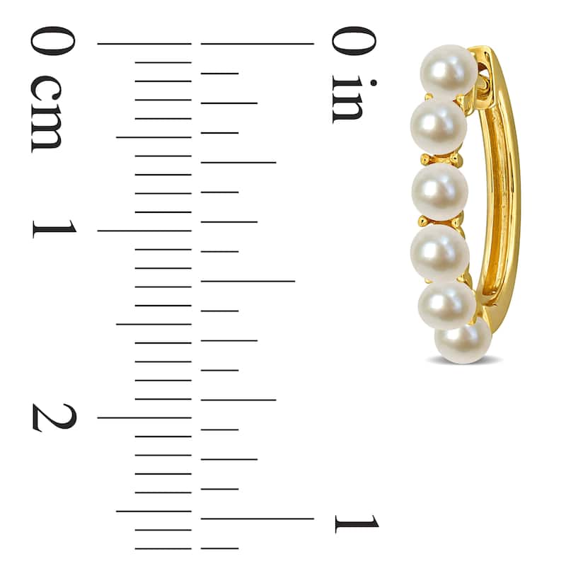 Miadora 3-3.5mm Cultured Freshwater Pearl Hoop Earrings in 10k Yellow Gold - 17 mm x 3.5 mm x 3.7 mm