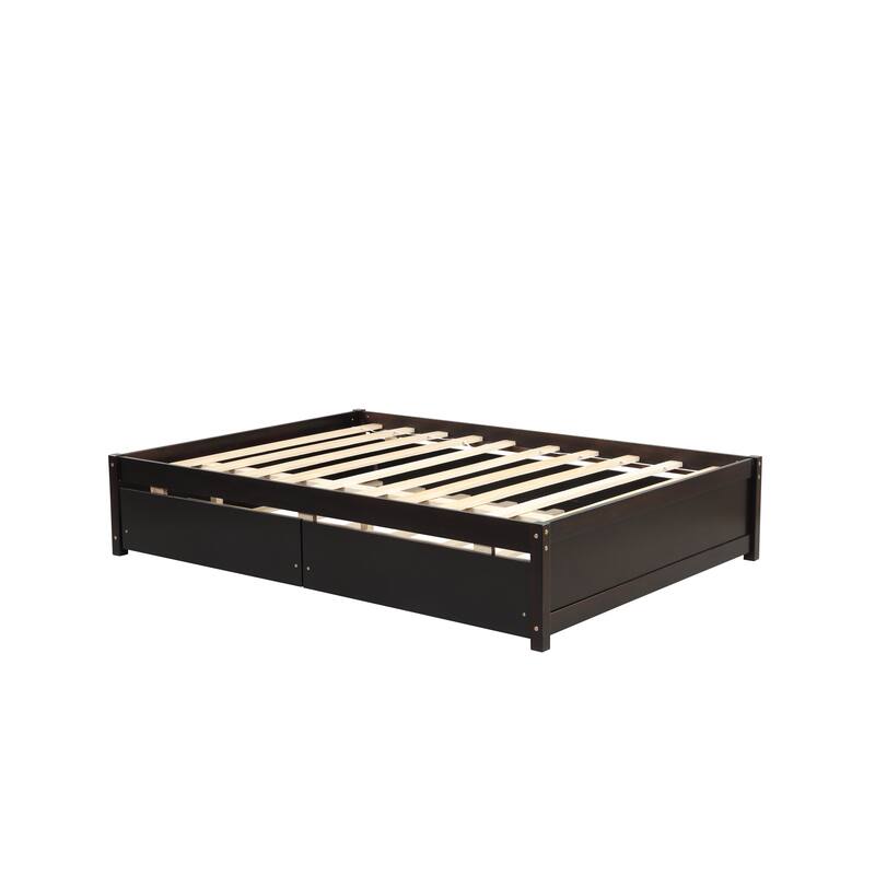 FULL bed WITH TWIN SIZE TRUNDLE AND TWO DRAWERS FOR ESPRESSO COLOR