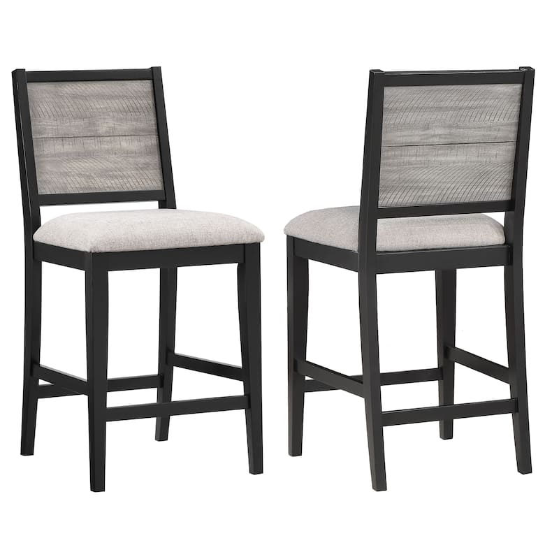 Elodie Wood Counter Chair Grey and Black (Set of 2) - 19.75'' x 21.25'' x 40.75'' - Set of 2 - Grey - Counter Height