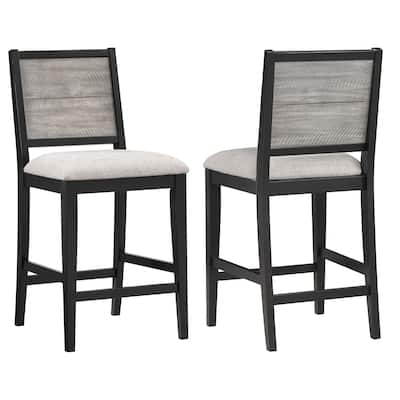 Elodie Wood Counter Chair Grey and Black (Set of 2) - 19.75'' x 21.25'' x 40.75''
