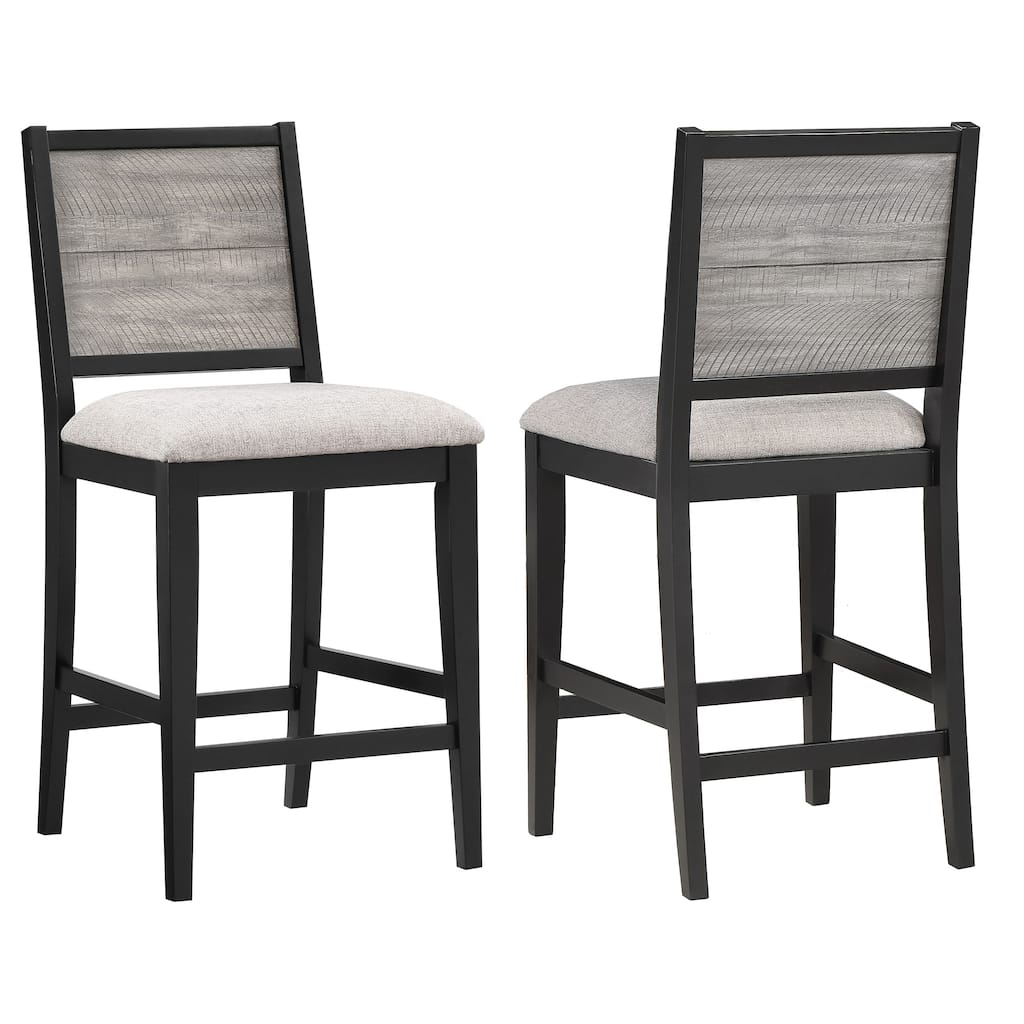 Elodie Wood Counter Chair Grey and Black (Set of 2) - 19.75'' x 21.25'' x 40.75''