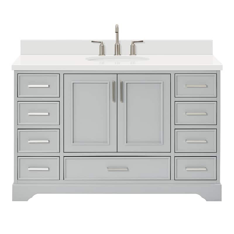Ariel M055SWQOVO Stafford 55" Free Standing Single Basin Vanity Set - Grey - Ash Finish