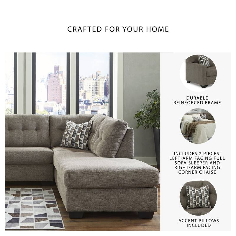 Signature Design by Ashley Mahoney 2-Piece Sleeper Sectional with Chaise - 105"W x 90"D x 37"H