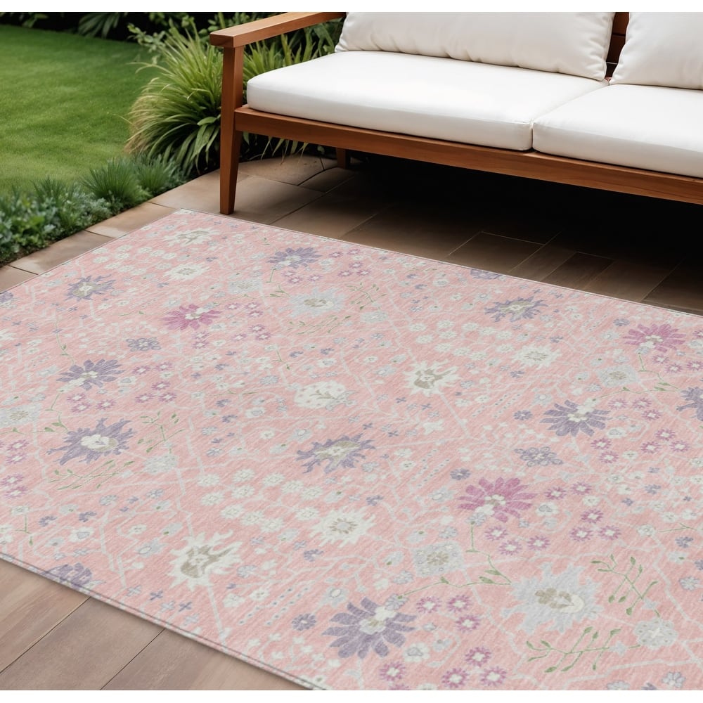 HomeRoots Oriental Traditional Rectangle Outdoor Rug