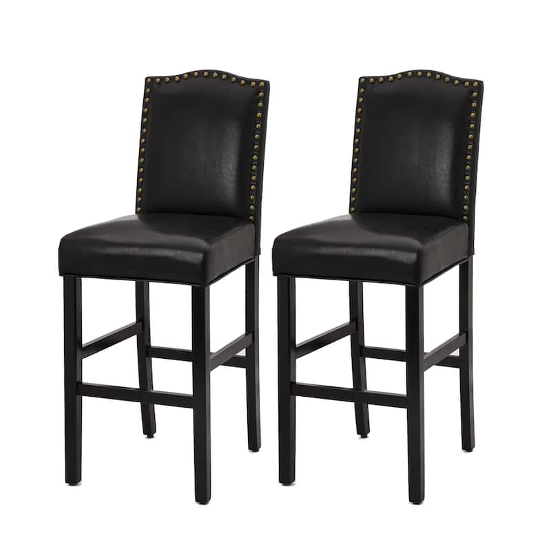 Glitzhome 6pcs 45"H PU Riveted Upholstered Bar Stool Pub/ Bar Chairs