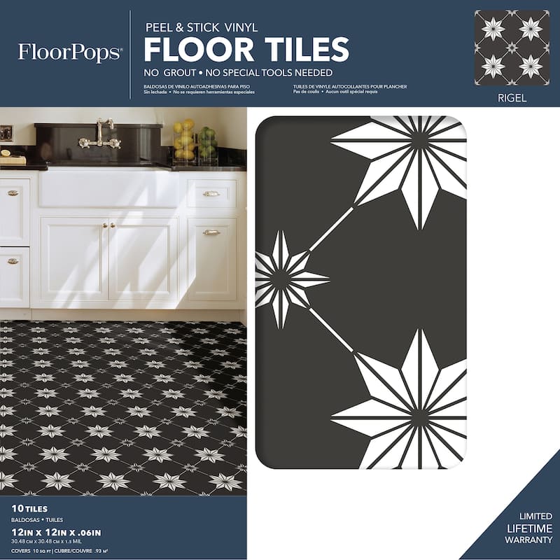 FloorPops Rigel Peel & Stick Floor Tiles
