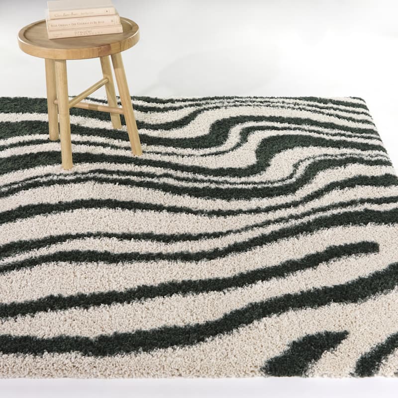 Elysia Abstract Striped Area Rug - 7'10" x 10' - Green - Rectangle