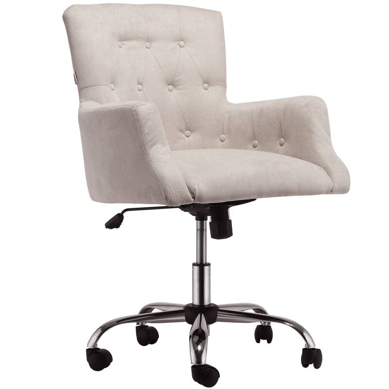 HOMCOM Swivel Computer Office Chair Button Tufted Mid Back Desk Chair for Home Study Bedroom, Carbon