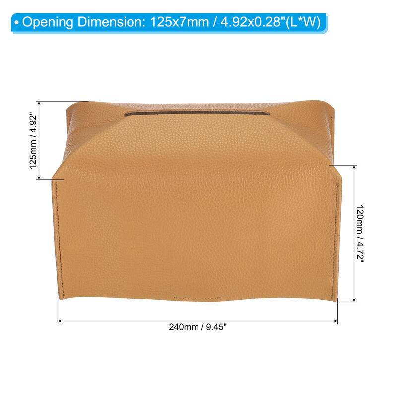9.4x5x4.7" Tissue Box Cover PU Leather Decorative Holder Dispenser - Khaki