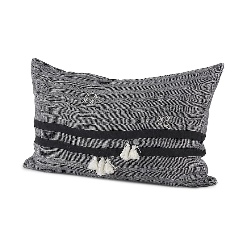 Dark Gray Detailed Throw Pillow Cover - 21" W x 13" D x 13" H