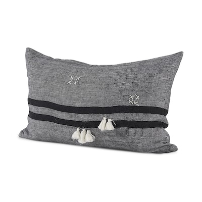 Dark Gray Detailed Throw Pillow Cover
