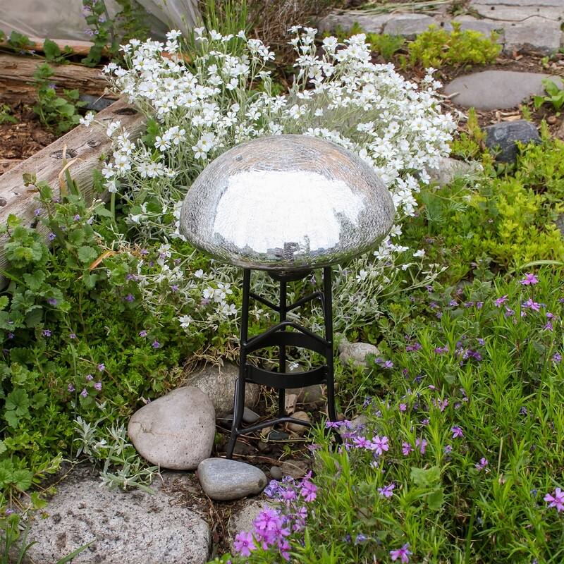 Achla Designs Toad Stool Gazing Globe Ball Stand, Small, 12.5 Inch Tall, Graphite Powder Coat Finish
