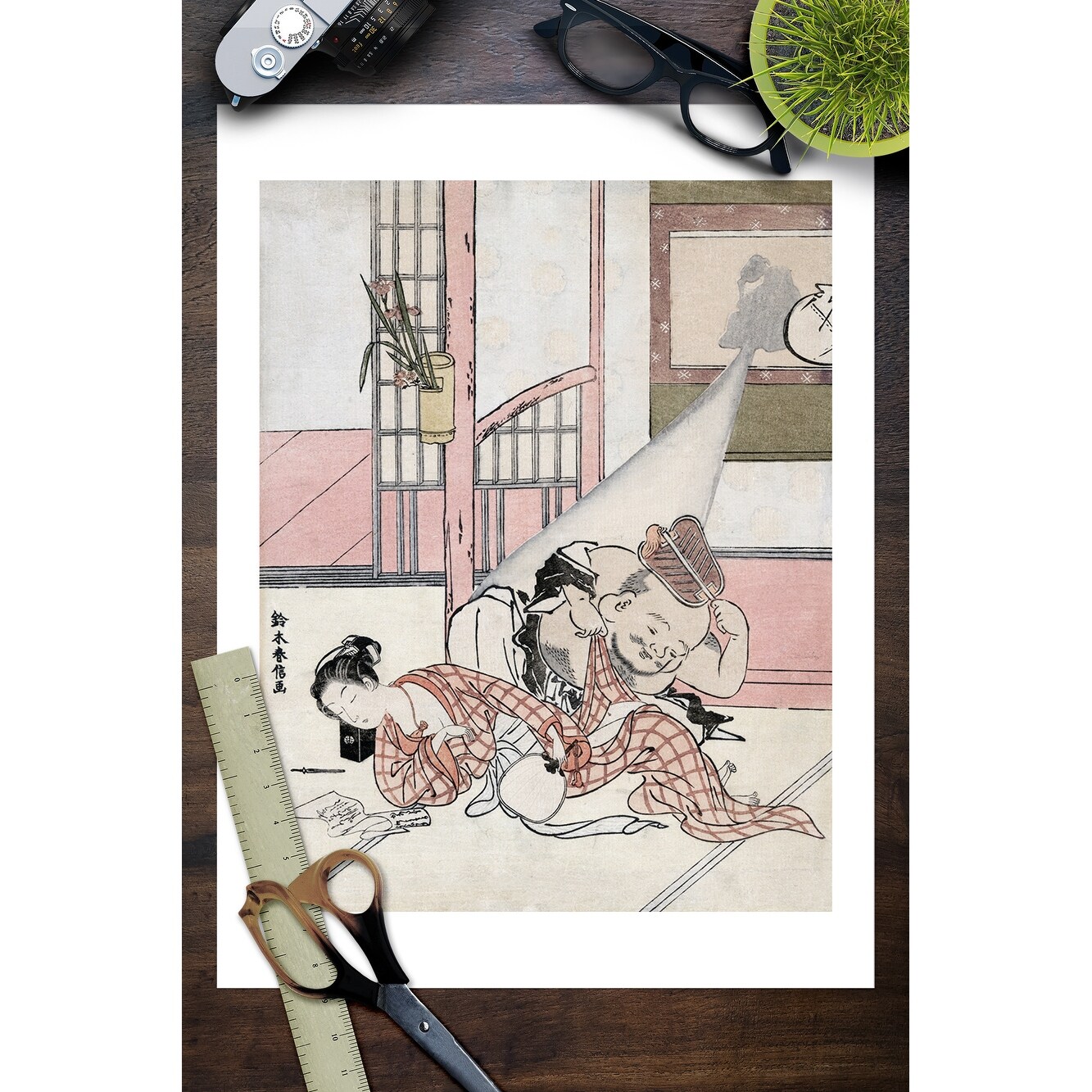 Shop Daikoku From A Painting Taking A Peek Under A Woman S Kimono Japanese Wood Cut Print Art Print Multiple Sizes Available Overstock 27913120