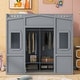 preview thumbnail 2 of 14, Grey Twin Size Solid Wood House Loft Bed with Ladder & Wardrobe