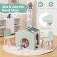 preview thumbnail 5 of 8, Costway 3 Piece Kids Wooden Table and Chair Set with Blackboard for