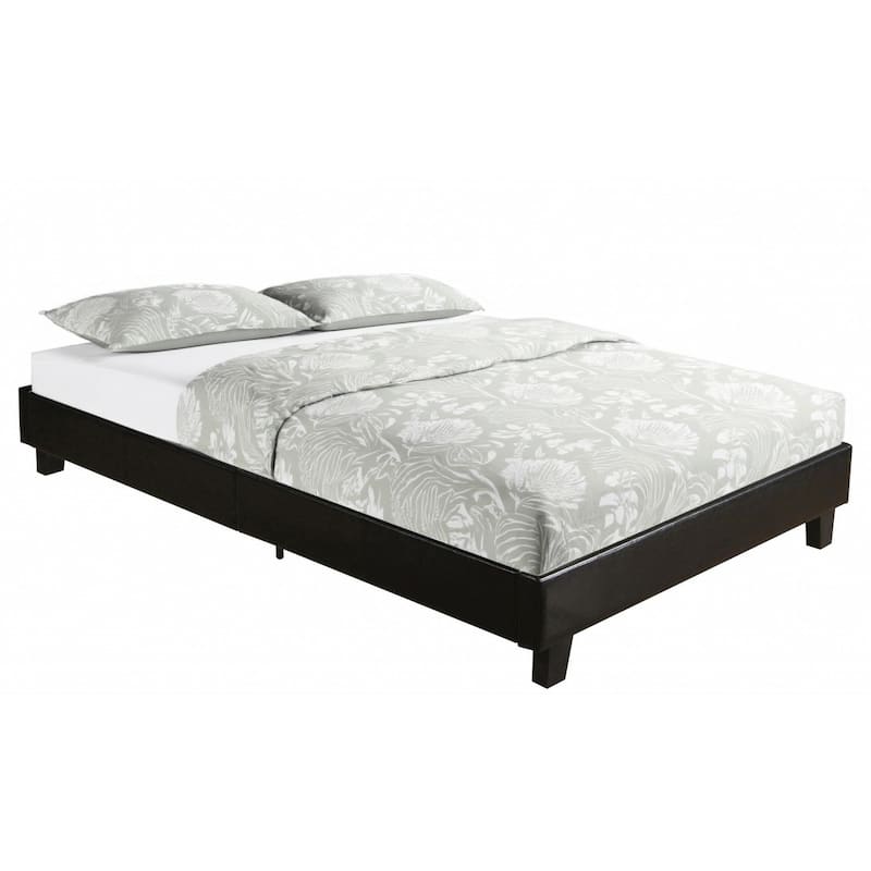 HomeRoots Black Faux Leather King Bed Frame