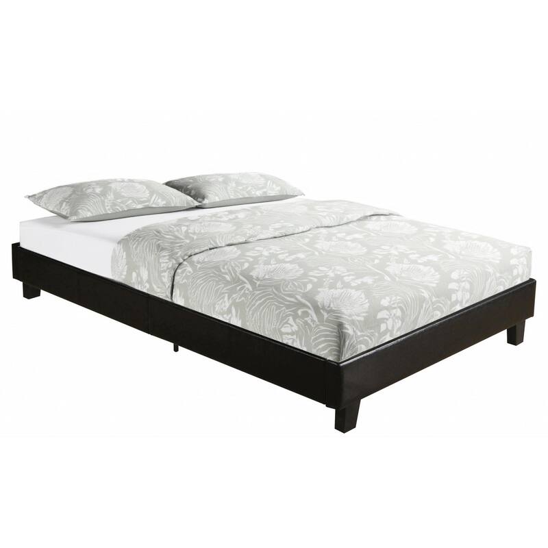 HomeRoots Black Faux Leather Queen Bed Frame