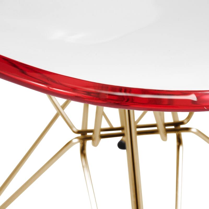 Cresco Plastic Dining Side Chair with Eiffel Base in Gold Set of 2 by LeisureMod